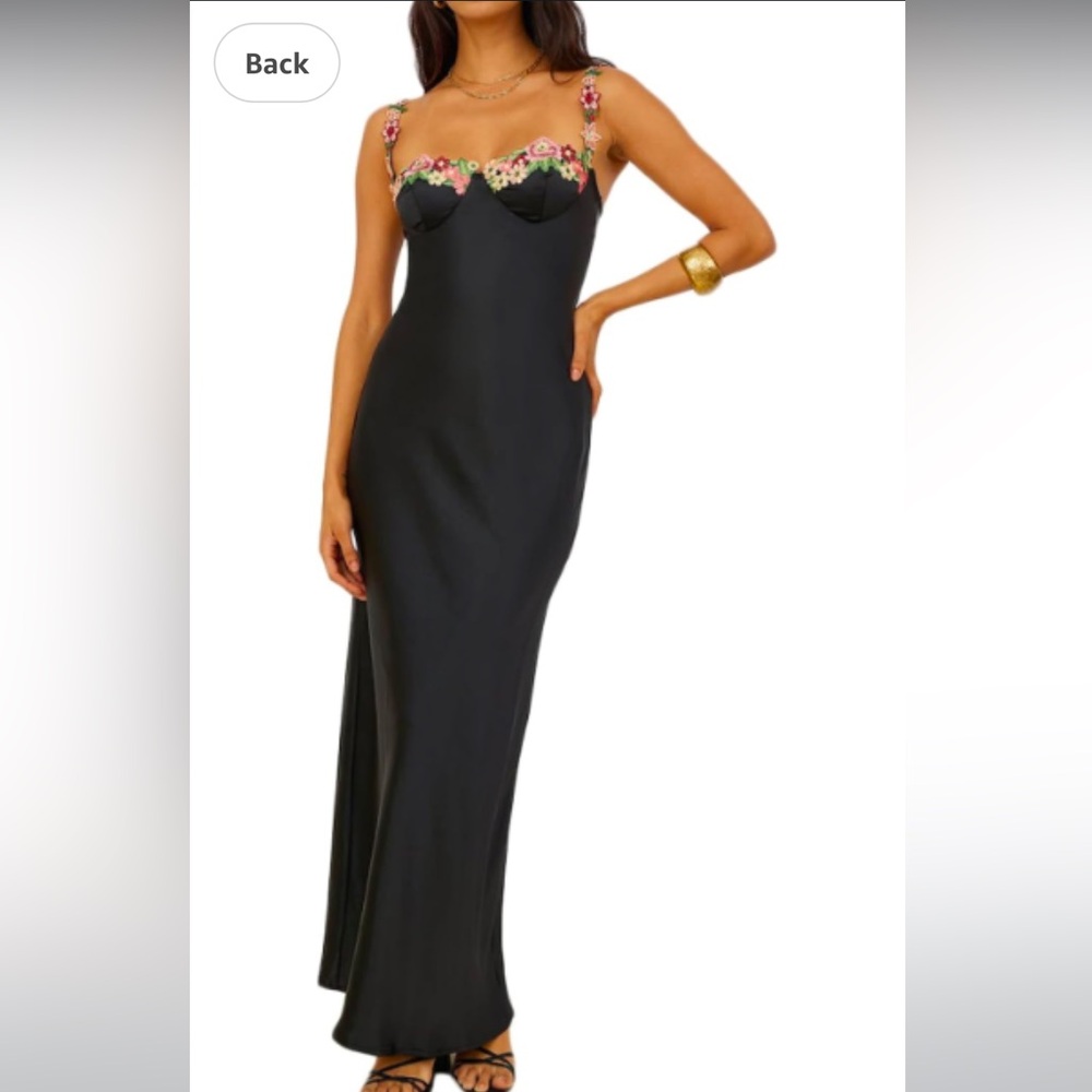 Amazon Black Floral Embellished Dress